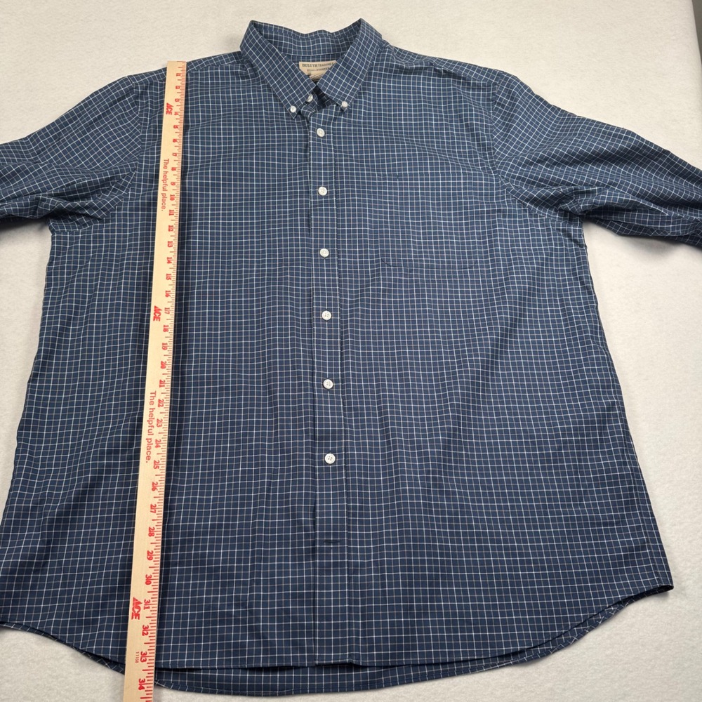 Duluth Trading Co Wrinklefighter Button Down Shirt Mens 3XL Tall Blue Grid Check - Picture 5 of 9